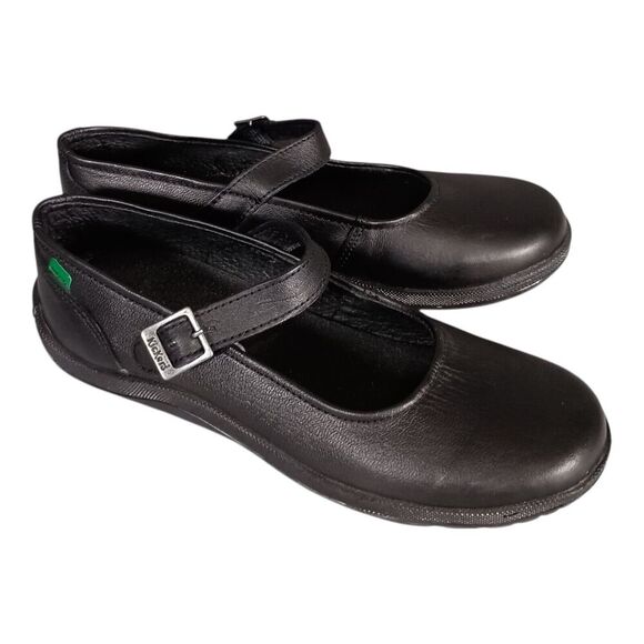 Kickers Mary Jane Shoes Black Leather Women's 35/US 5 - Picture 1 of 9